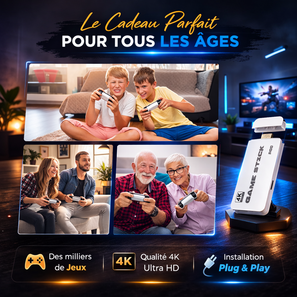 RetroBox™ – Console Rétro 4K avec +20 000 Jeux & 2 Manettes Sans Fil