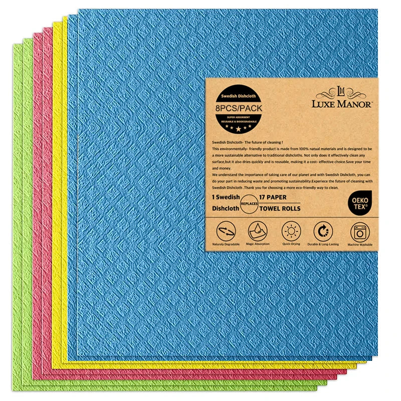 Torchons écologiques en fibre de bois- Réutilisables, lavables et compostables.